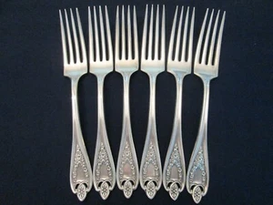 SET 6 DINNER FORKS! Vintage ROGERS INT'L silverplate: OLD COLONY pattern LOVELY - Picture 1 of 7