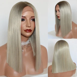 Short Brown Blonde Bob Ombre Color Hair Synthetic Lace Front Wigs Summer Fashion - Picture 1 of 9