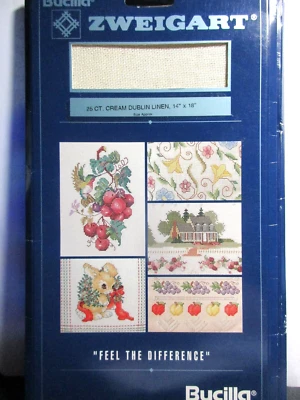 Bucilla Sweistik 25 unidades Crema Dublín Lino 14" X 18" - Sellado Nuevo de Lote Antiguo 1995 Foto 1 de 3