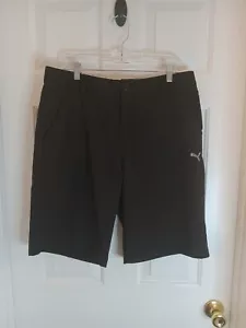 Puma Mens Casual Golf Sport Lifestyle Black Shorts Pockets Waist Grip Size 34 - Picture 1 of 17