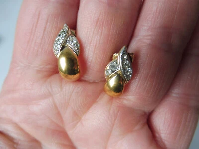 Belles Boucles D'Oreilles / Goujon Plaqué Or Avec Sol Pierres Pierre Lang Foto 1 de 4