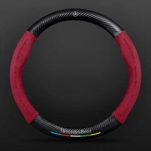 15" Steering Wheel Cover Genuine Leather For Mercedes-Benz Red New - Picture 1 of 3