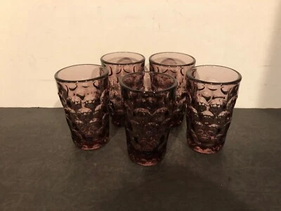 Juego de 5 vasos imperiales de vidrio Ohio jugo plano provincial amatista púrpura Foto 1 de 4