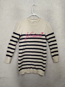 Gap Kids Girls Sweater XXL Cream Strip Cotton Knit Long Sleeve Pullover - Picture 1 of 17