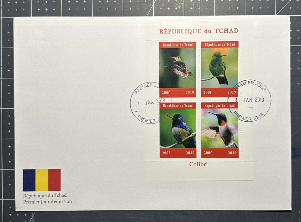 Chad 2019 FDC Hummingbirds Hummingbird 4v M/S Cover Colibri Birds Stamps - Image 1 of 1