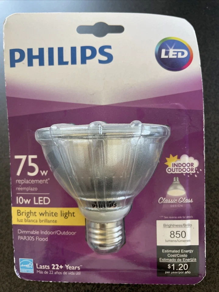 Philips Dimmable LED PAR30S Flood Bright White Light Bulb FS 75w Replacement. - Image 1 of 2