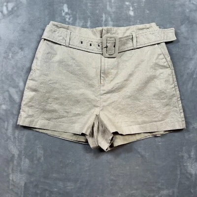 Pantalones Cortos NINE WEST SHIMMER TAN Frente Plano Mezcla de Lino Para Mujer’s Talla Mediana Foto 1 de 4