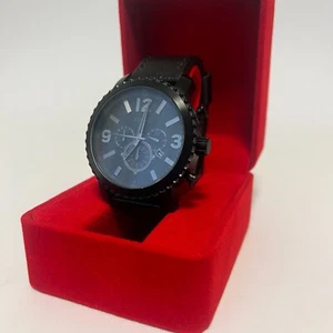 ✅ NEUE BATTERIE ✅ Fossil BQ1711 Schwarz Leder Chronograph Uhr Quarz Gebraucht - Bild 1 von 5