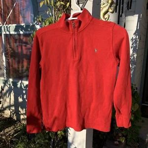 Vintage 90s Polo Ralph Lauren Red Logo 1/4 Zip Sweater Pullover Youth Large - Picture 1 of 8