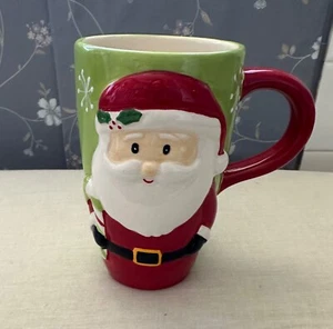 Holiday Market Santa Snowflake Ceramic Latte Mug NEW UNUSED 6" tall holly jolly - Bild 1 von 5