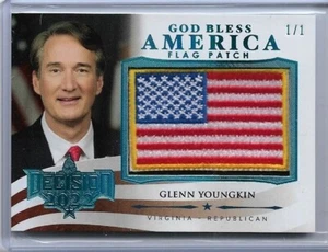 RAREST 2022 DECISION GLENN YOUNGKIN BLUE GOD BLESS CARD #PG10 ~ 1/1 MASTERPIECE - Picture 1 of 2