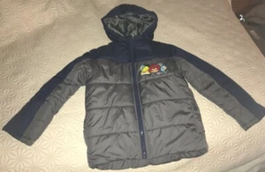 Angry Birds Boy’s Navy & Dark Gray Puffer Jacket w/ Hood & Zip -Size Small 6/7 - Picture 1 of 2