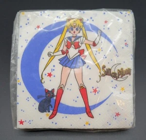 Tovaglioli Sailor Moon Beverage Party - 16 Ct - 4 5/8" x 4 3/4" - 1996 - Vintage - Foto 1 di 2