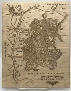 Engraved Map of Gotham City on Baltic Birch - Picture 1 of 1