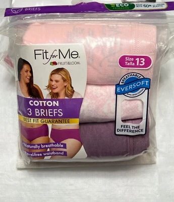Paquete de 3 calzoncillos de algodón Fruit of the Loom para mujer talla grande: talla-10-11-12-13 Foto 1 de 4