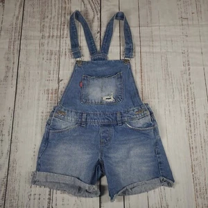 LEVI'S GIRLS SHORTALLS BIB JEAN OVERALLS SHORTS SIZE 10 SHORTS BOHO - Picture 1 of 18