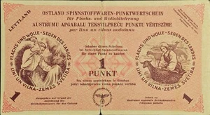 RARE WWII LATVIA GERMANY OCCUPATION 1 PUNKT 1945 N714 - Picture 1 of 3