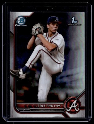 2022 Bowman Draft Baseball Chrome Refractor Cole Phillips RC Atlanta Braves - Image 1 of 2