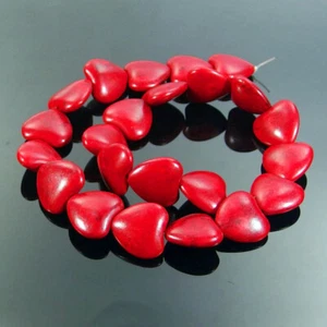 Red Turquoise Heart Gemstone Spacer Beads 16" Jewelry Making DIY - Picture 1 of 4