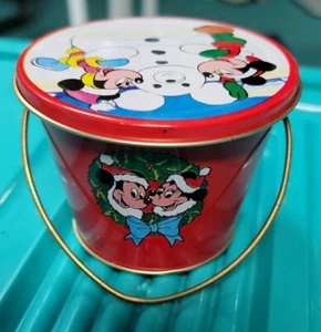 The Walt Disney Company Vintage Mickey & Minnie Weihnachten kleiner Eimer Dose  - Bild 1 von 6