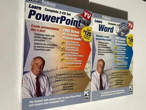 2 CD SETS BY VIDEO PROFESSOR PC CD ROM LEARN POWER POINT & LEARN WORD - Picture 1 of 4