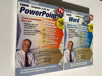 2 CD SETS BY VIDEO PROFESSOR PC CD ROM LEARN POWER POINT & LEARN WORD Foto 1 de 4
