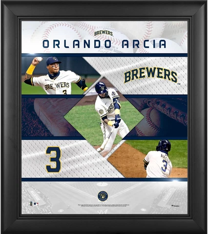 Orlando Arcia Milwaukee Brewers Framed 15x17 Stitched Stars Collage Cover