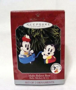 NEW 1998 Make Believe Boat Baby Mickey & Co MIB Disney Hallmark Ornament - Picture 1 of 6