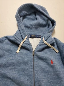 Mens Polo Ralph Lauren Full Zip Heavy Hoodie Blue Size Large - Picture 1 of 6