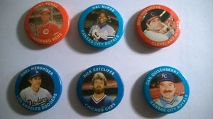 Vintage 1984 Fun Foods Béisbol Botón Pin - Juego de 6 - Imagen 1 de 6