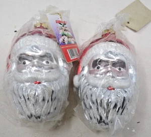 2 NIP Indoor Outdoor Amglo 6" Santa's Face Christmas Ornaments w/Red Hat - Picture 1 of 3