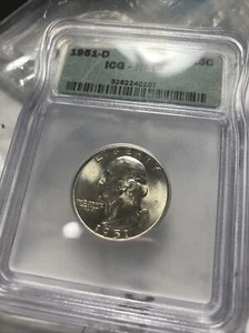 1951 - D Silber Washington Quarter 25c US Münze zertifiziert ICG MS66 - Bild 1 von 4