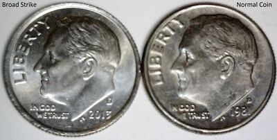 2013d ERROR Broad Strike Roosevelt Dime Unc. / BU Coin VERY RARE DT Broad Struck - Image 1 of 4