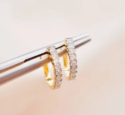 9K Gold Colorless VVS Lab Grown Diamond Hoop Earring with 18K Gold Plated - Image 1 of 4