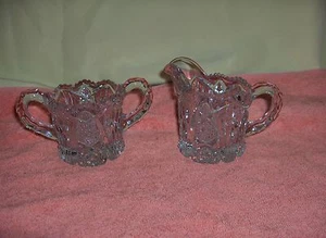 Vintage Klar Pressglas Offen Zucker & Milchkännchen Kochfeld Sterne SCHÖN - Bild 1 von 1