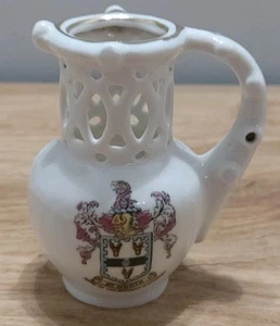 PUZZLE JUG CRESTED WARE.....KEIGHLEY COAT OF ARMS CIRCA 1900. - Picture 1 of 12