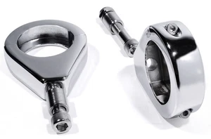 Blinkerhalter Befestigung Klemmen Chrom Gabel für Harley Davidson 39 mm Chrome - Picture 1 of 2