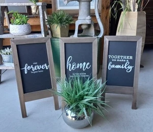 NEW 3pc. Easel Chalkboard Wooden A-frame Tabletop Signs Double Sided Standing - Picture 1 of 1