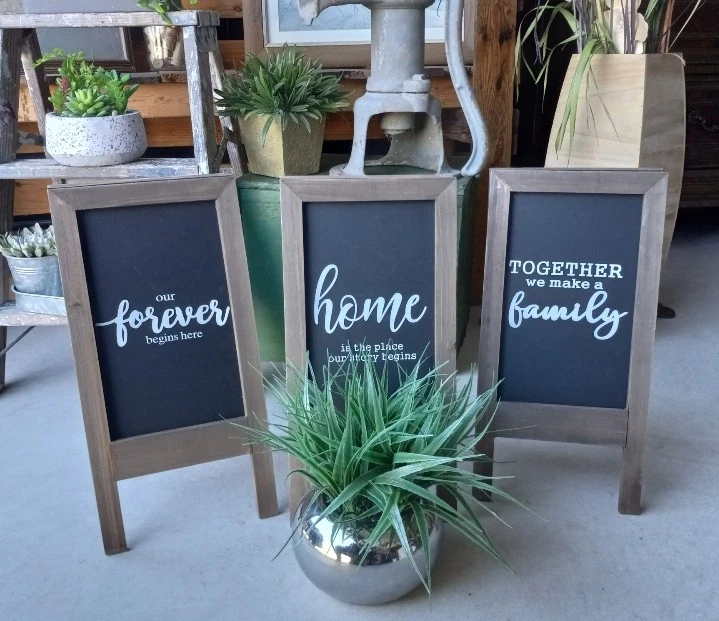 NEW 3pc. Easel Chalkboard Wooden A-frame Tabletop Signs Double Sided Standing - Image 1 of 1