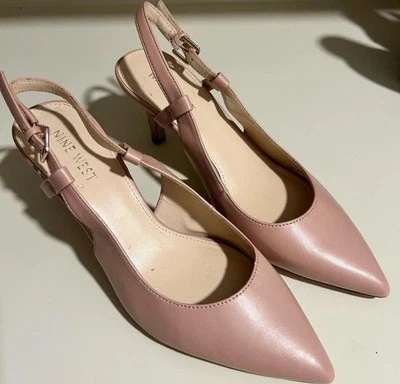 粉色 Nine West 高跟鞋中跟尖头 7 码 — 第 1/4 张图片