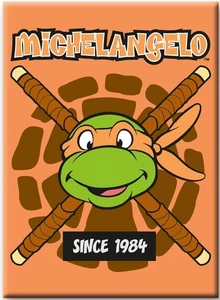 Imán de refrigerador Teenage Mutant Ninja Turtles Miguel Ángel cara en nunchucks - Imagen 1 de 1