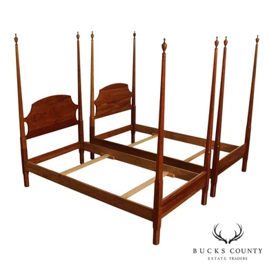 Par de camas con cartel Stickley tradicional cereza tamaño doble Foto 1 de 4