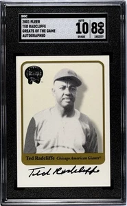 2001 Fleer Greats of the Game Ted ‘Double Duty’ Radcliffe SGC 8 NM/MT 10 Auto - Picture 1 of 2