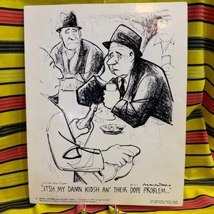 1971 Bill Mauldin Cartoon Print “Damn Kids & Their Dope Problem” 11x14 - Picture 1 of 6