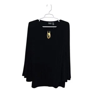 Chicos top womens size medium black travelers cape hardware slinky knit blouse - Picture 1 of 9
