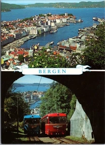 BERGEN, Noruega 4x6" Postal Floybanen Floyen Funicular Ferrocarril / Panorama - Imagen 1 de 2