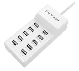 10-Port USB Wall Charger Station with Rapid Charging Auto Detect Technology Safe - Picture 1 of 4