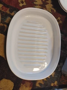 🇺🇸CorningWare MC-4-B Roaster French White Ribbed Fish & Meat Dish F4B 2.5L🇺🇸 - Picture 1 of 4