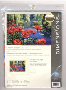 Kit Punto de Cruz Dimensiones Amapolas Lakeside 16" x 11" #20066 Floral NUEVO SELLADO - Imagen 1 de 3