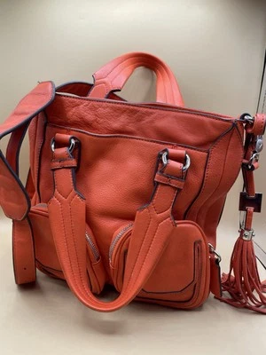 AIMEE KESTENBERG Naranja Brillante Bandolera de Hombro CUERO Cartera Bolso Cartera Foto 1 de 4